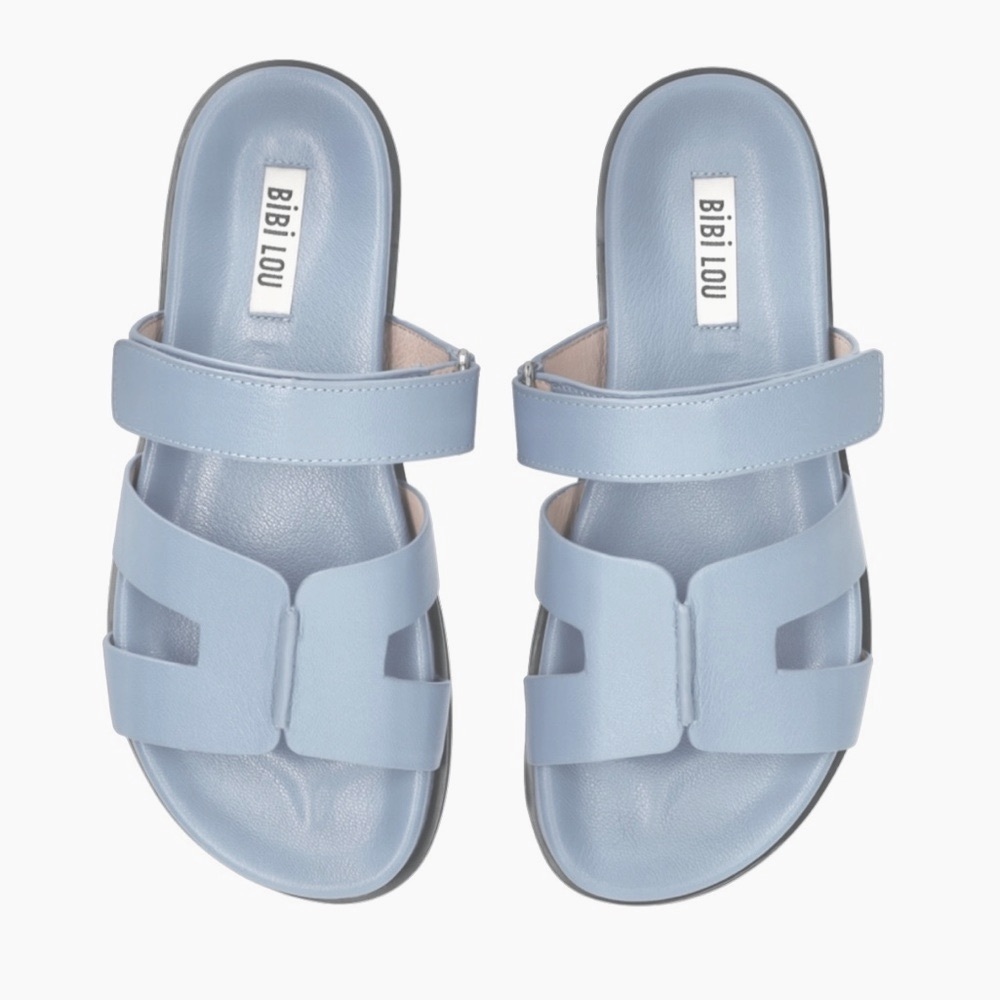 Anthropologie BiBi LOU MINDY Baby Blue Slide Sandals